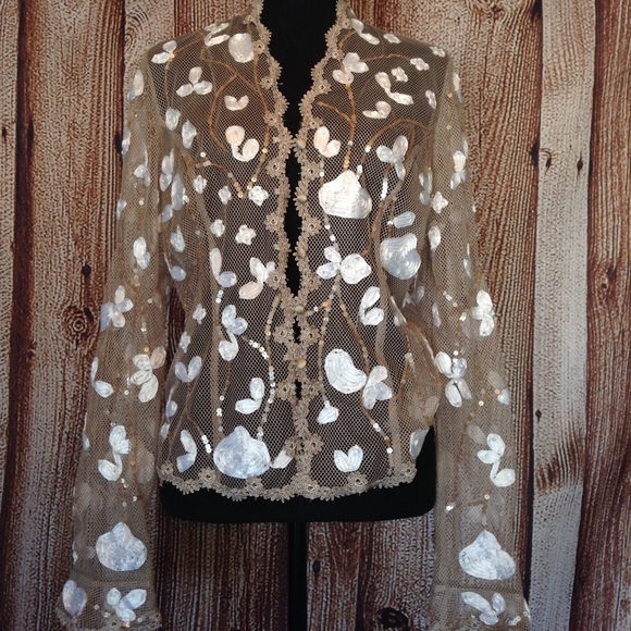 JS Boutique Tops - JS Boutique Champagne Lace and Floral Top